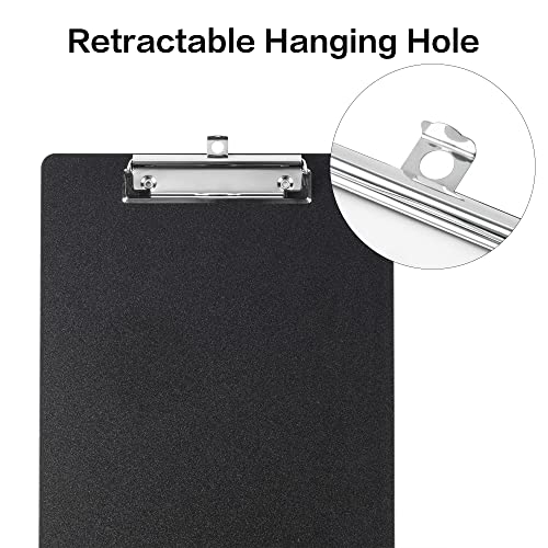 Deli Plastic Clipboard, Clip Board with Low Profile Clip, Standard A4 Letter Size Clipboards for Nurses, Students, Office and Women, Black, 2 Pack