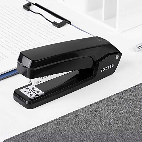 Deli Swing-Arm Swivel Stapler, 25 Sheet Capacity, 360 Degree Rotate Desktop Staplers for Booklet or Book Binding, Black