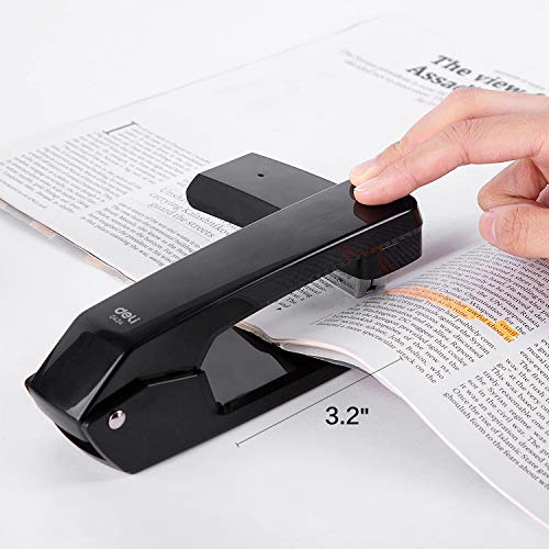 Deli Swing-Arm Swivel Stapler, 25 Sheet Capacity, 360 Degree Rotate Desktop Staplers for Booklet or Book Binding, Black