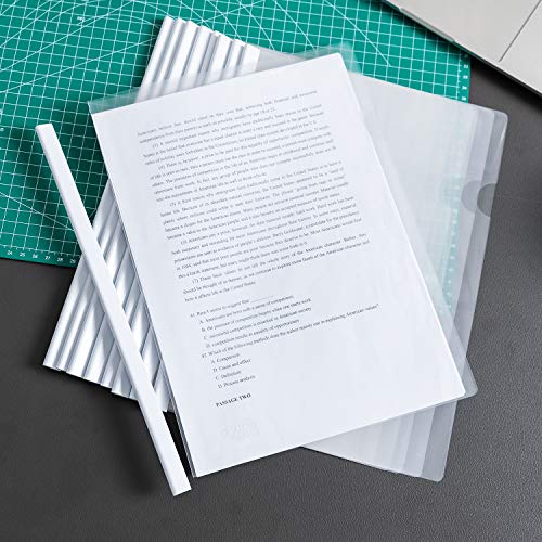 Deli 10 Pack Sliding Bar Clear Report Covers, Transparent Resume Presentation File Folders Organizer Binder for A4 Size Paper, White