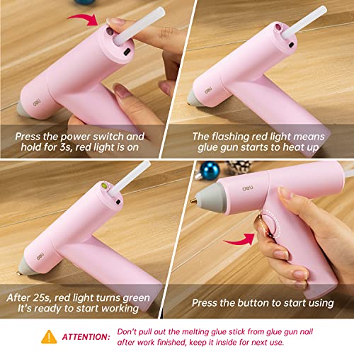 Cordless Hot Glue Gun with 30 Mini Glue Sticks Melt for Arts Craft