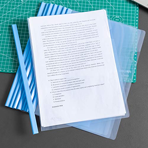 Deli 10 Pack Sliding Bar Clear Report Covers, Transparent Resume Presentation File Folders Organizer Binder for A4 Size Paper, Blue