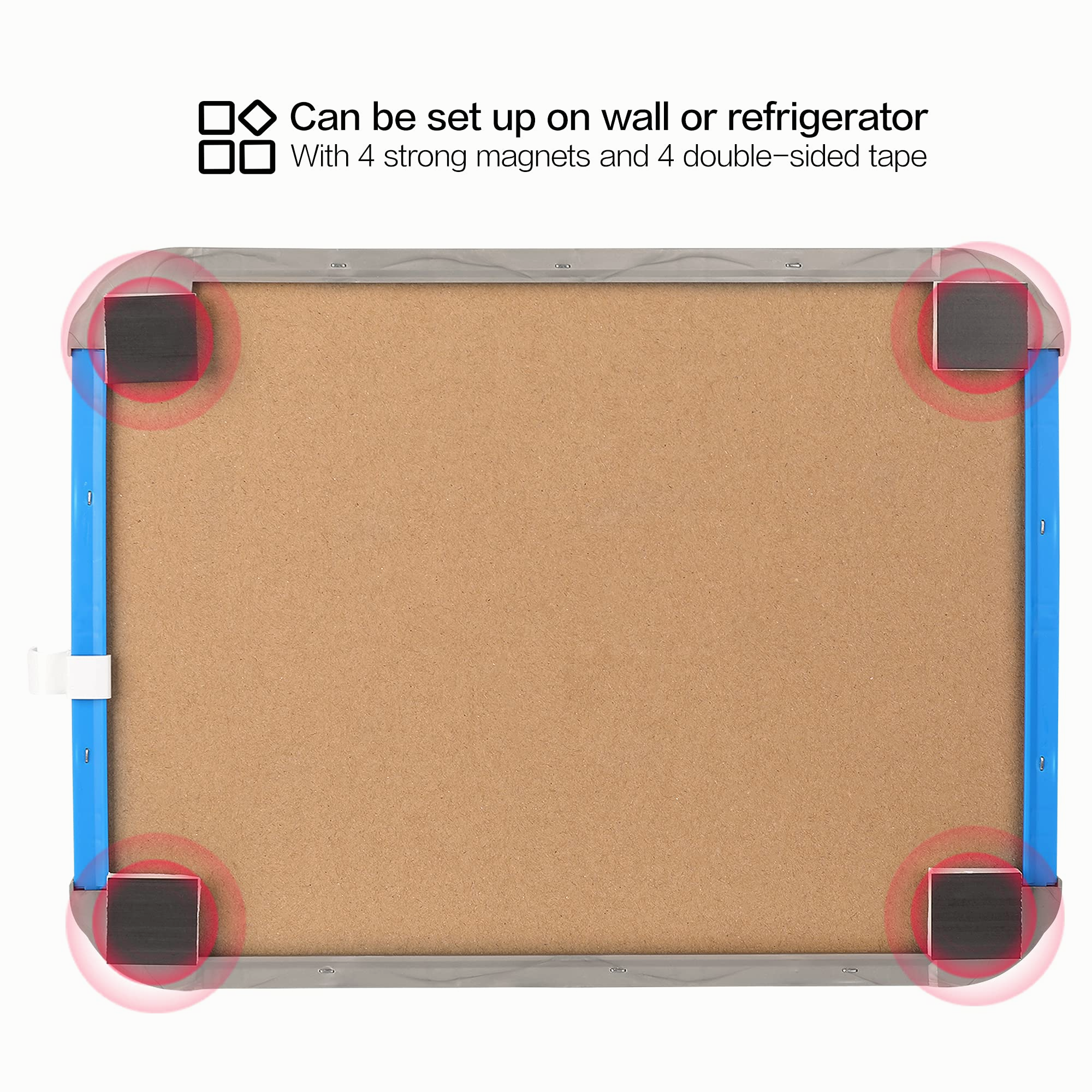 Small Magnetic Dry Erase Board, 8.5 x 11 Inches, Blue Frame