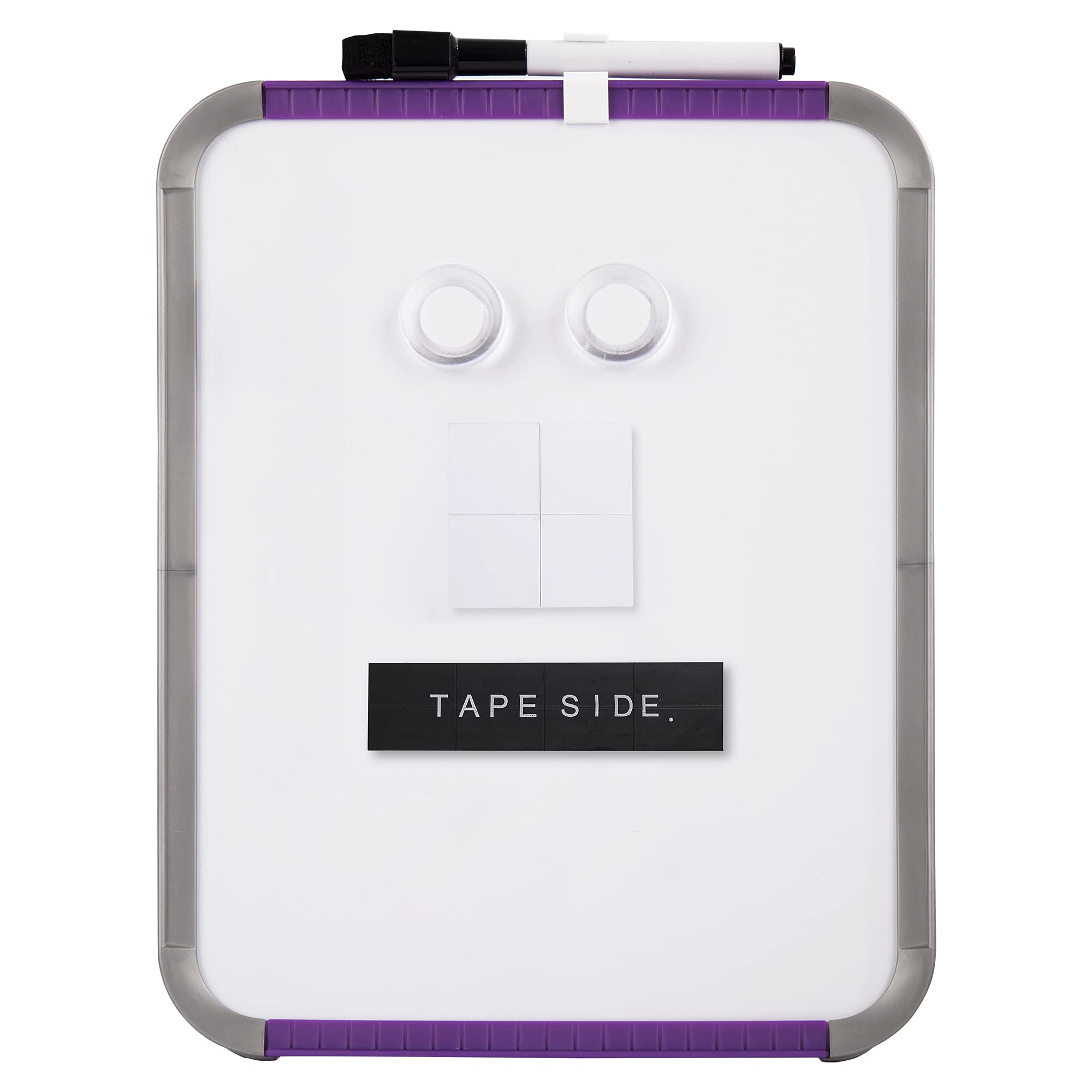 Small Magnetic Dry Erase Board, 8.5 x 11 Inches, Purple Frame