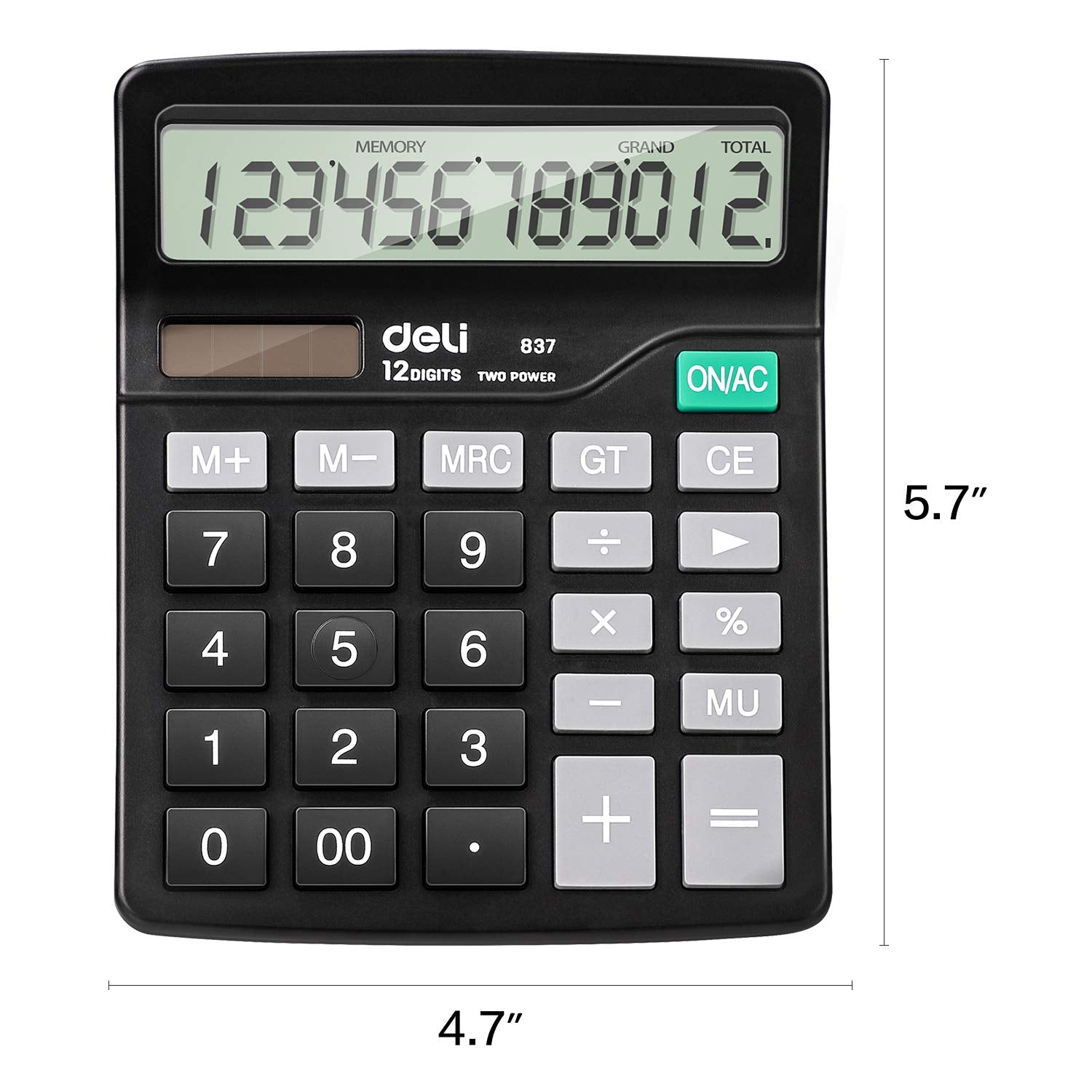 Calculator with 12 Digit Large Display Black