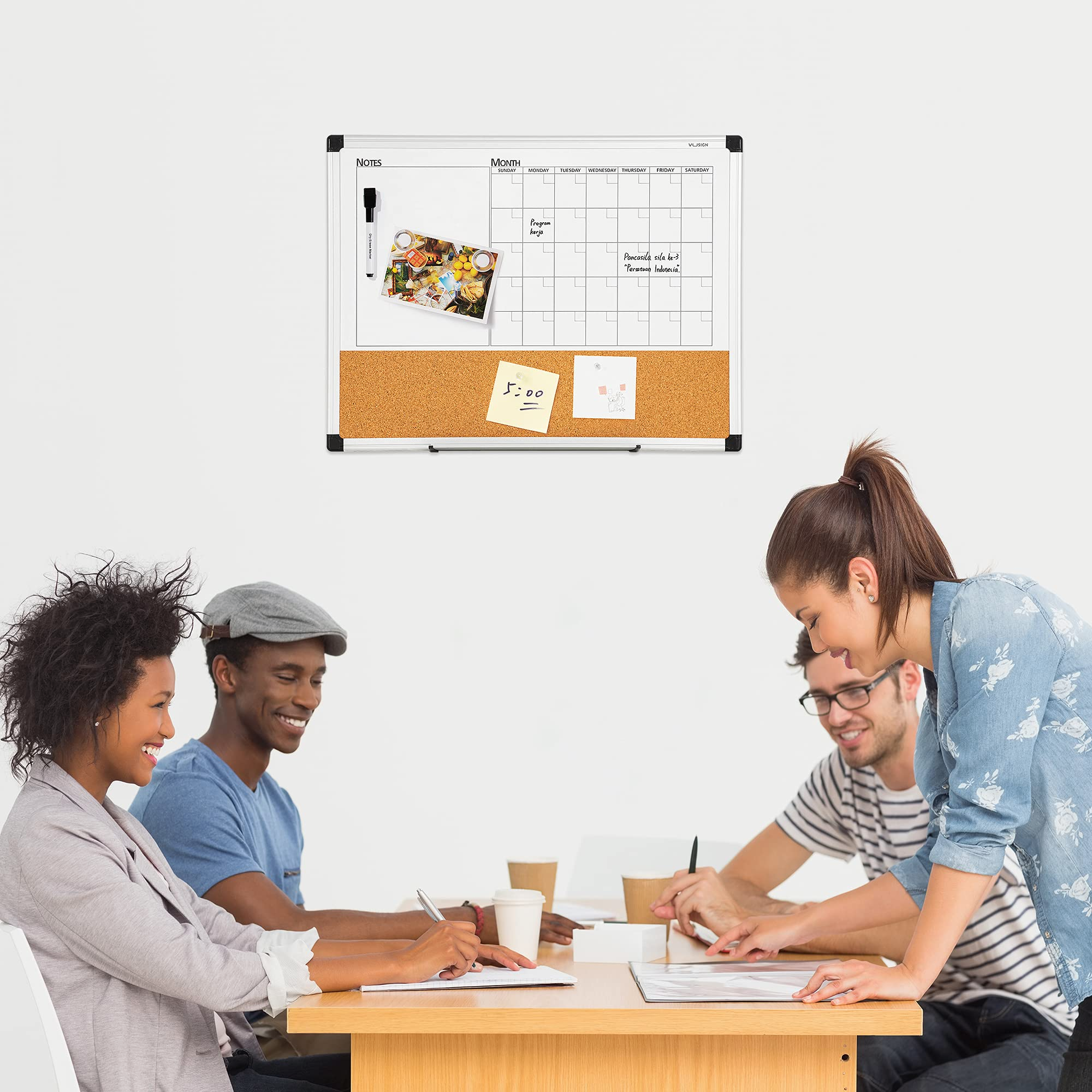 Monthly Calendar Whiteboard Cork Board Combo, 18" x 24"